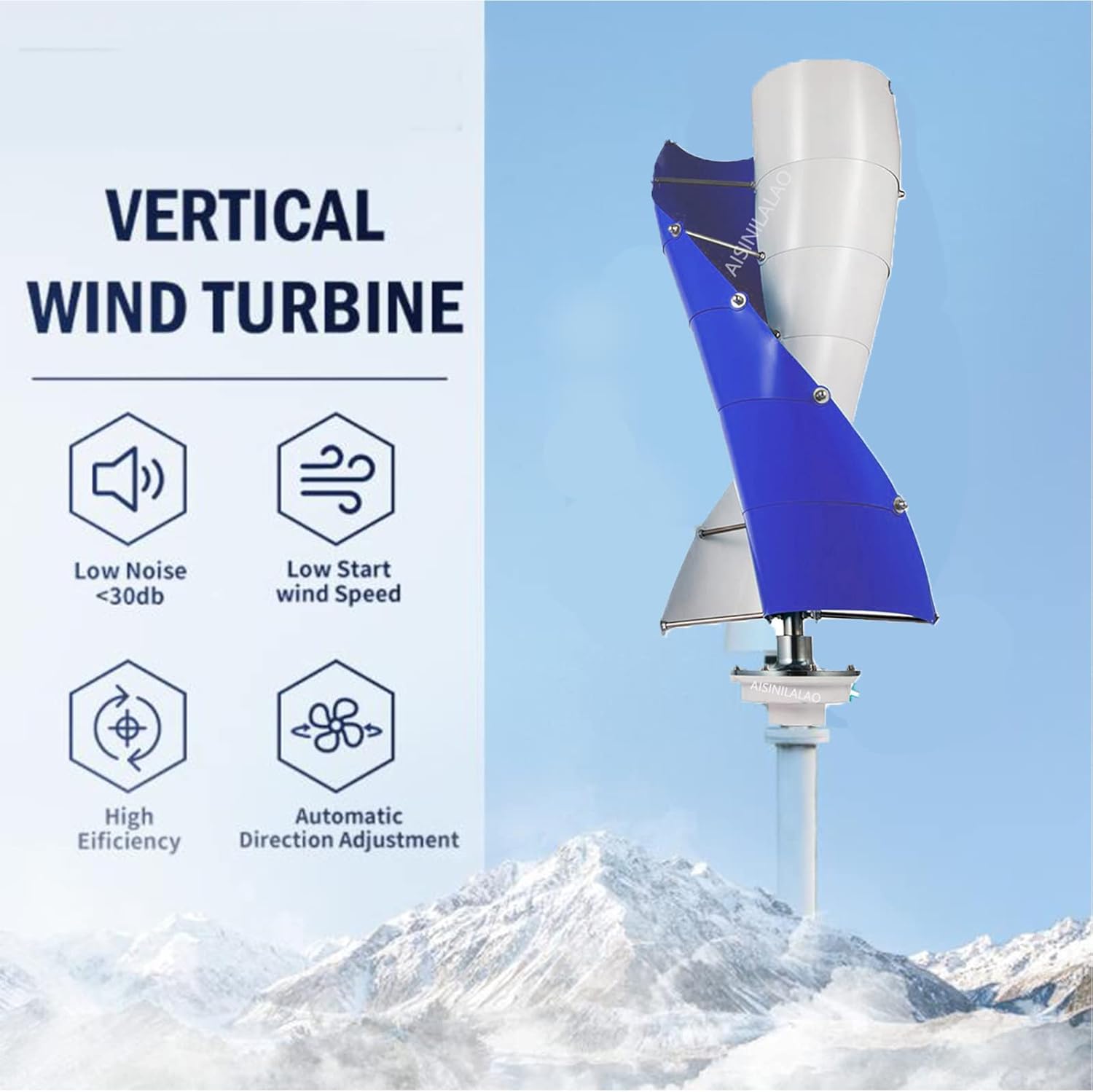 Vertical Axis Wind Turbine Generator Kit with Controller, 1500W-3000W 10 Blades Vertical Axis Windmill for Home Street Lighting, 48V,White
