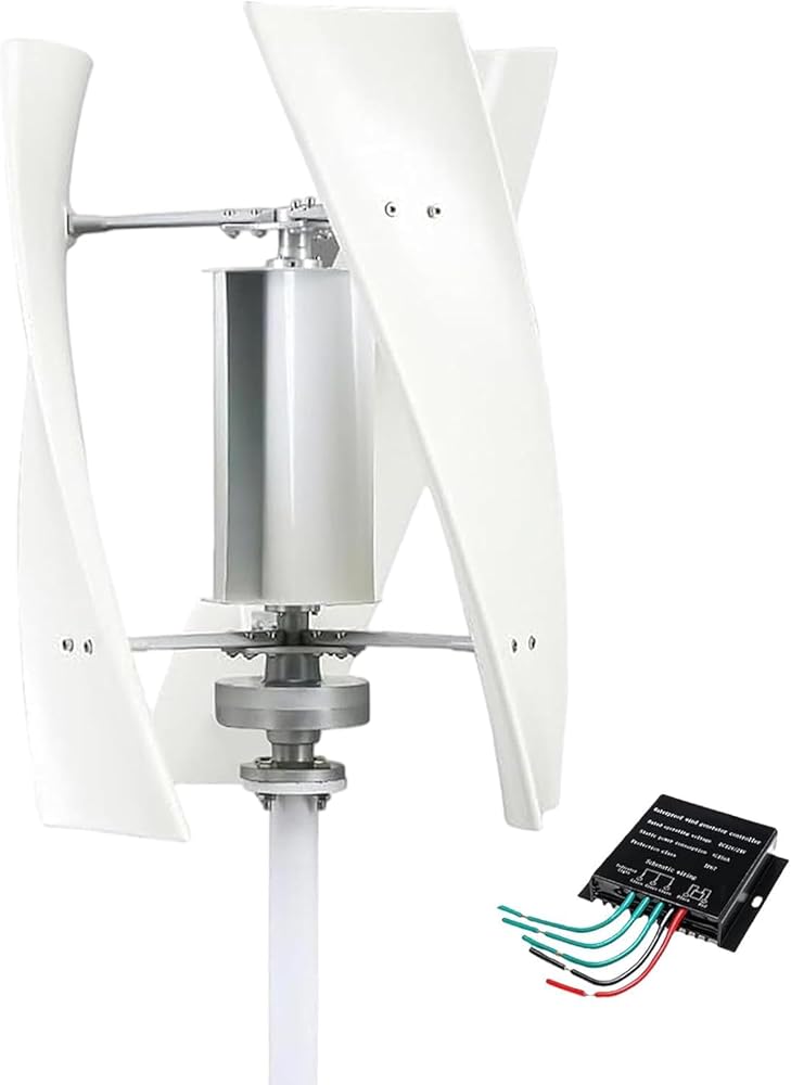 Portable 12V Vertical Wind Turbine Generator Kit - Helix Design with Charge Controller for Home, Marine & Industrial Use - Efficient & Colorful Renewable Energy Solution