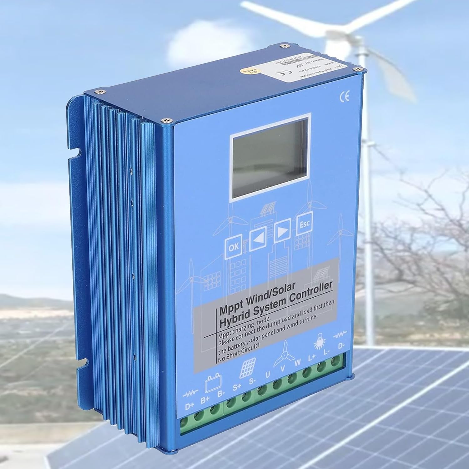 12000W/16000W Wind & Solar Hybrid Charge Controller, MPPT LCD Regulator for Wind Turbines & Solar Panels, 48V Energy Booster, Efficient Solar-Wind Energy Management