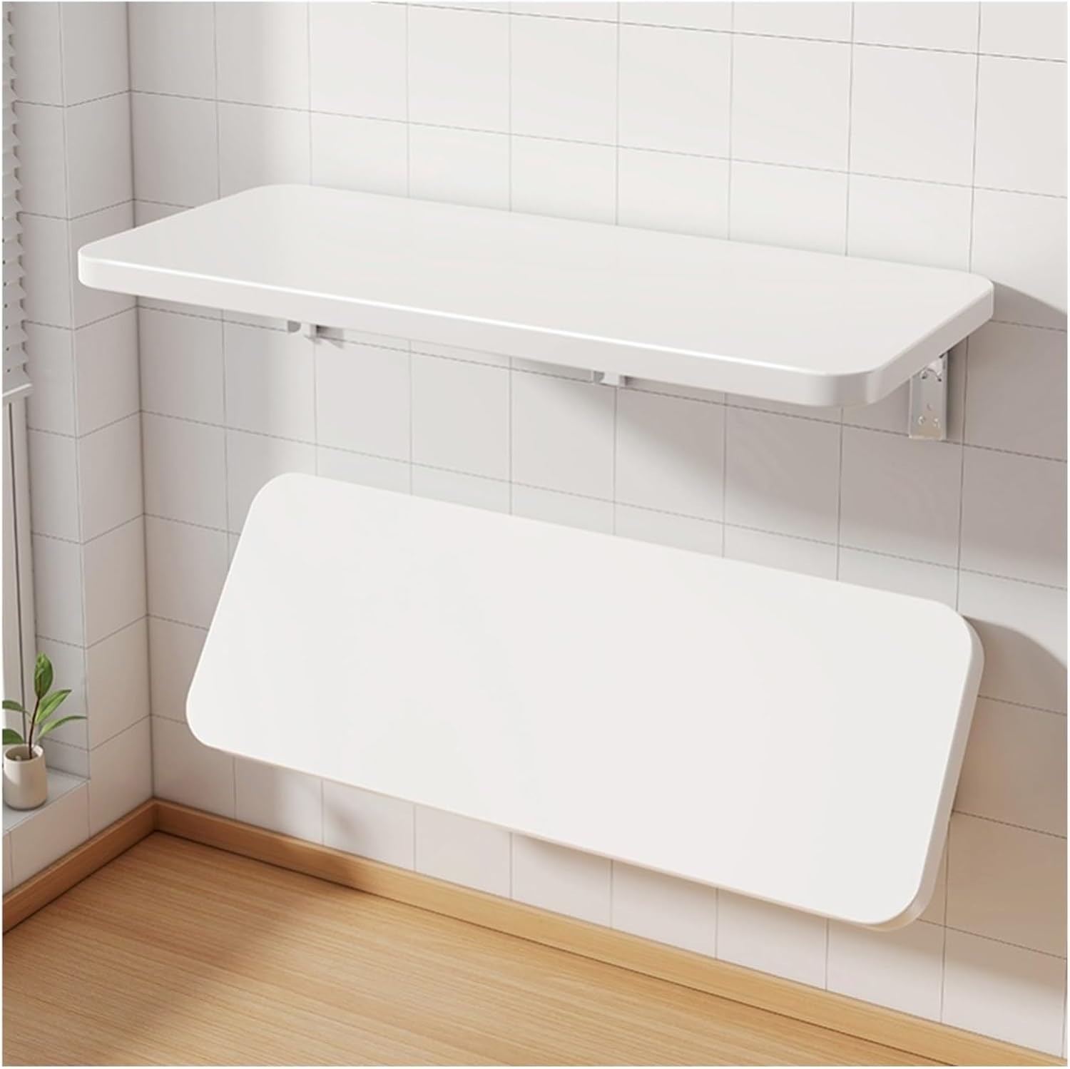 Wall Mounted Folding Desk Collapsible Floating Work Table for Kitchen Sewing Station Laundry Room Handicraft Production Space-Saving Design White (90x20cm)