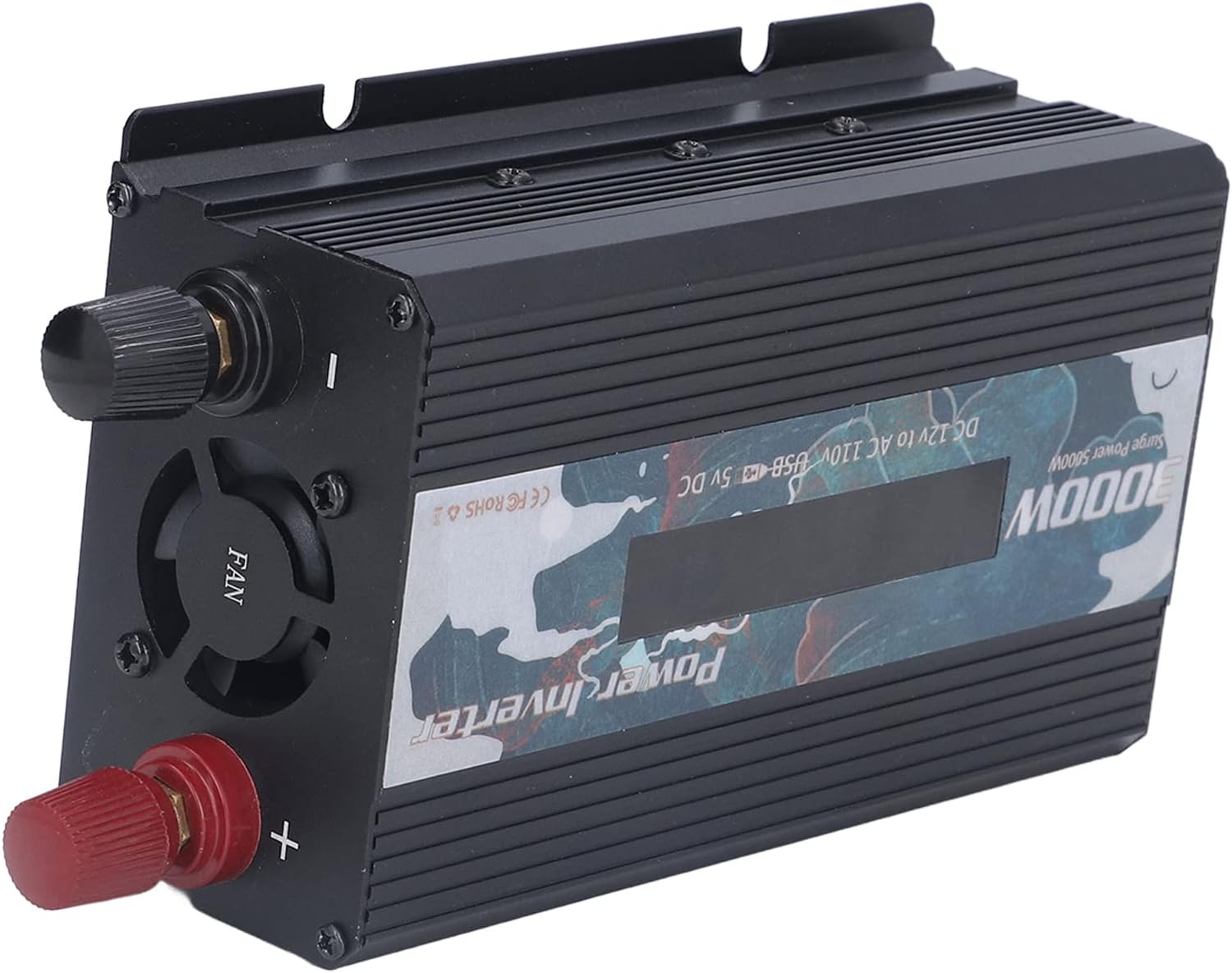 3000W Pure Sine DC 12V to AC 110V Multifunctional Power Battery Converter, Solar & Wind Power Inverters(Black)