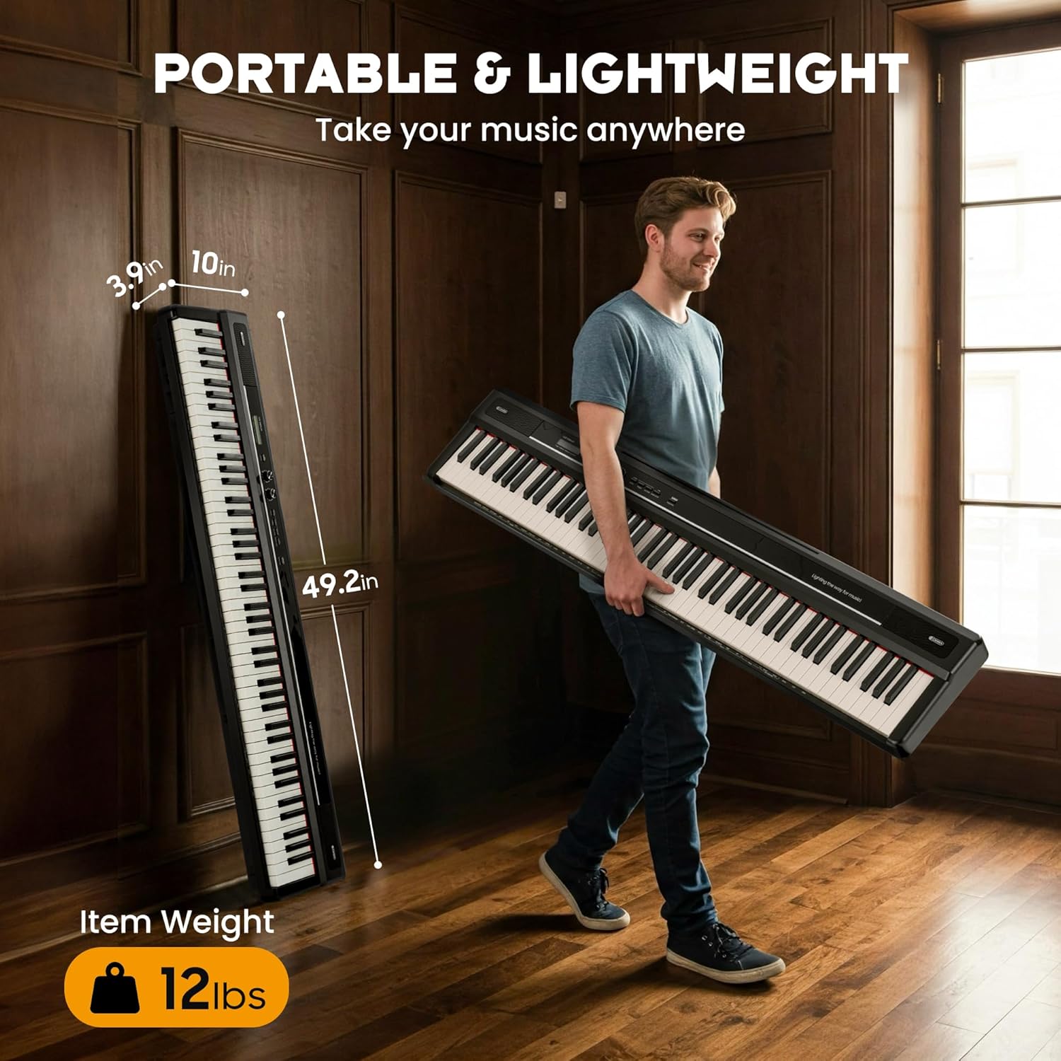 CAHAYA 88-Key Digital Piano Keyboard - Semi Weighted Electric Piano for Beginners with Double X-shaped Stand 3 Pedals and a Sheet Music Holder