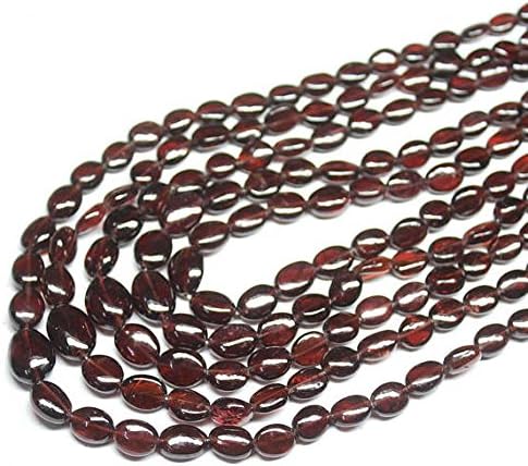 Natural Red Garnet Smooth Oval Gemstone Loose Spacer Craft Beads Strand Necklace 20