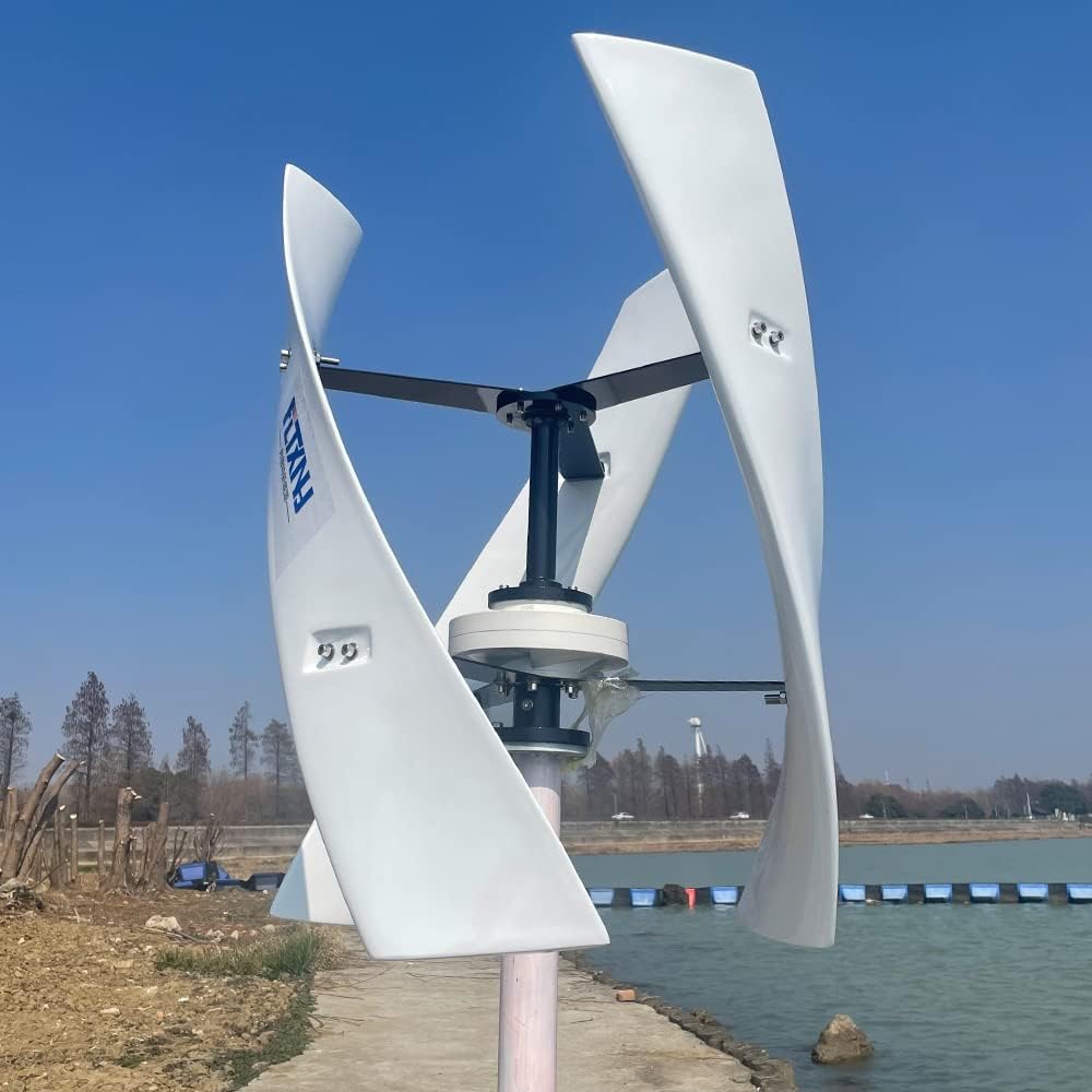 800W No Noise Vertical Axis Wind Turbine Generator 12V 24V 48V Magnetic Levitation Wind Turbine with MPPT Controller for Home Street Lighting (24V, White)