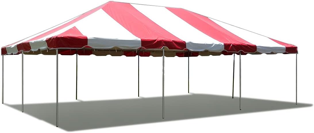Party Tents Direct 20x30 Canopy Tent - Steel Frame - Outdoor Gazebo Pavilion Sun Shade Camping Shelter - Red Vinyl Heavy Duty Waterproof Tent Cover - Event Tents for Parties Wedding