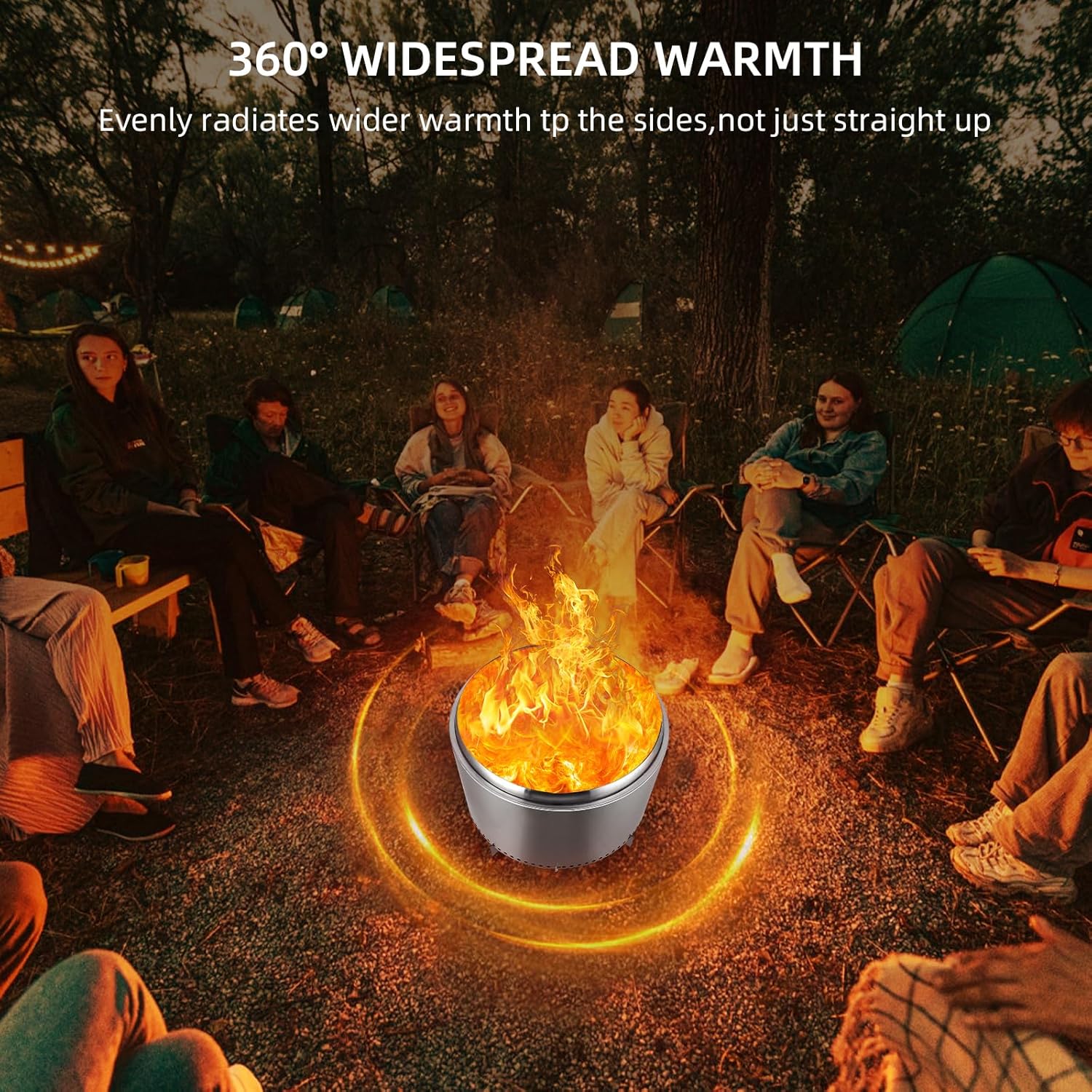 16.5 Inch Smokeless Fire Pit with Stand, Removable Ash Pan, Portable Fire Pit for Outside, Stainless Steel Wood Burning Fireplace, Ideal for 4-6 People Camping Gathering