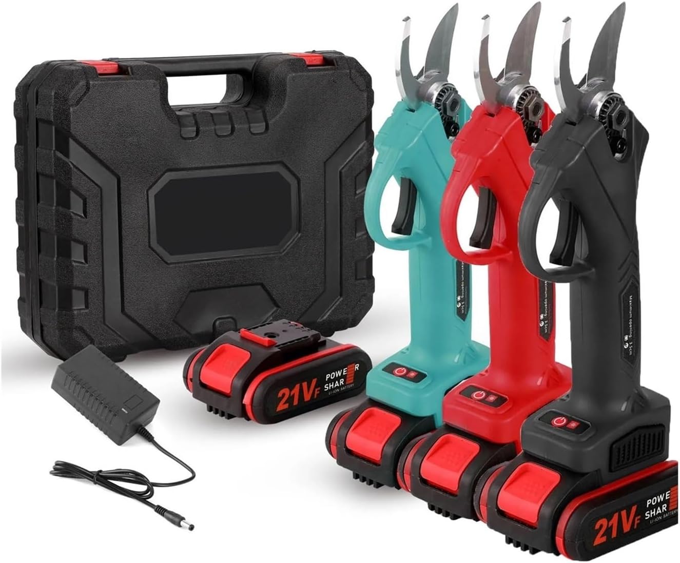 21V Cordless Electric Pruning Shears Pruning Garden Scissors Bonsai Tree Pruning Branches Battery Cutter Landscaping(Red)