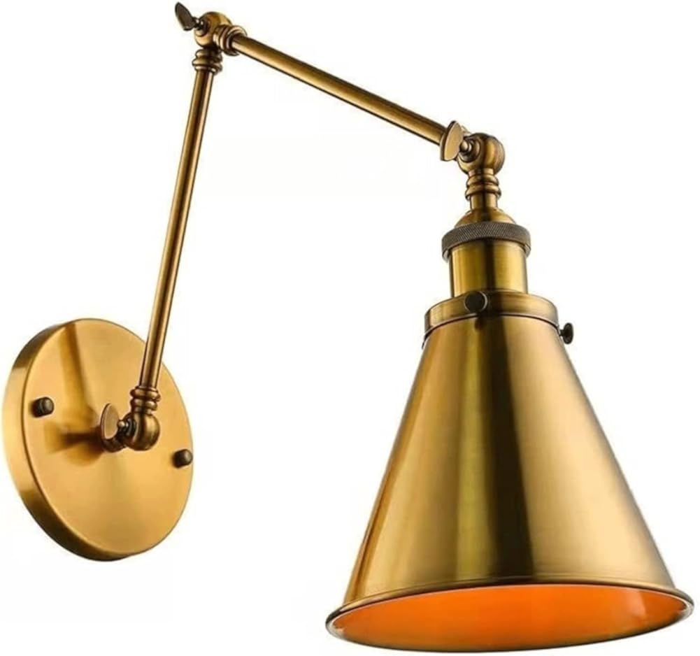 Swing Arm Plug in Wall Lamp, Vintage Industrial Wall Sconce, E26 Metal Wall Mounted Lighting Fixtures for Bedside Reading Bathroom Vanity Living Room Kitchen Cupboard Light/2 Pack (1 Pack)