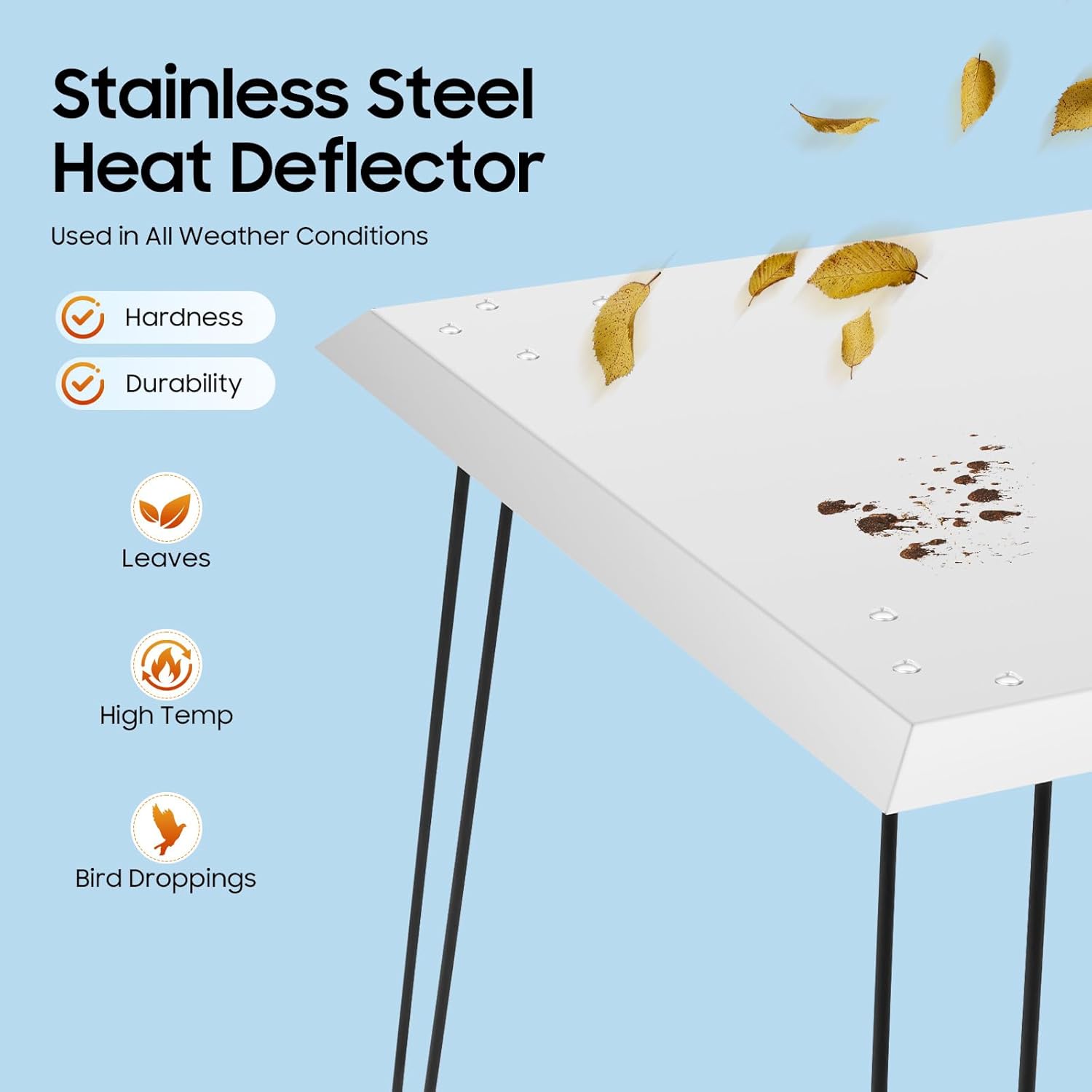 Fire Pit Heat Deflector, Stainless Steel Fire Pit Cover, Fire Pit Burner Cover to Push Heat Down and Out, Fire Pit Lid with Foldable Legs and Carrying Handle (24 x 24 x 13 Inch)