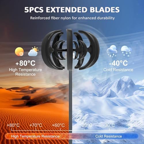 10000W Vertical Wind Turbine Generator Kit - 5 Blade 12V/24V Windmill with Controller, Ideal for Home & Streetlight Power Solutions, Energy Efficient, Blue-24V