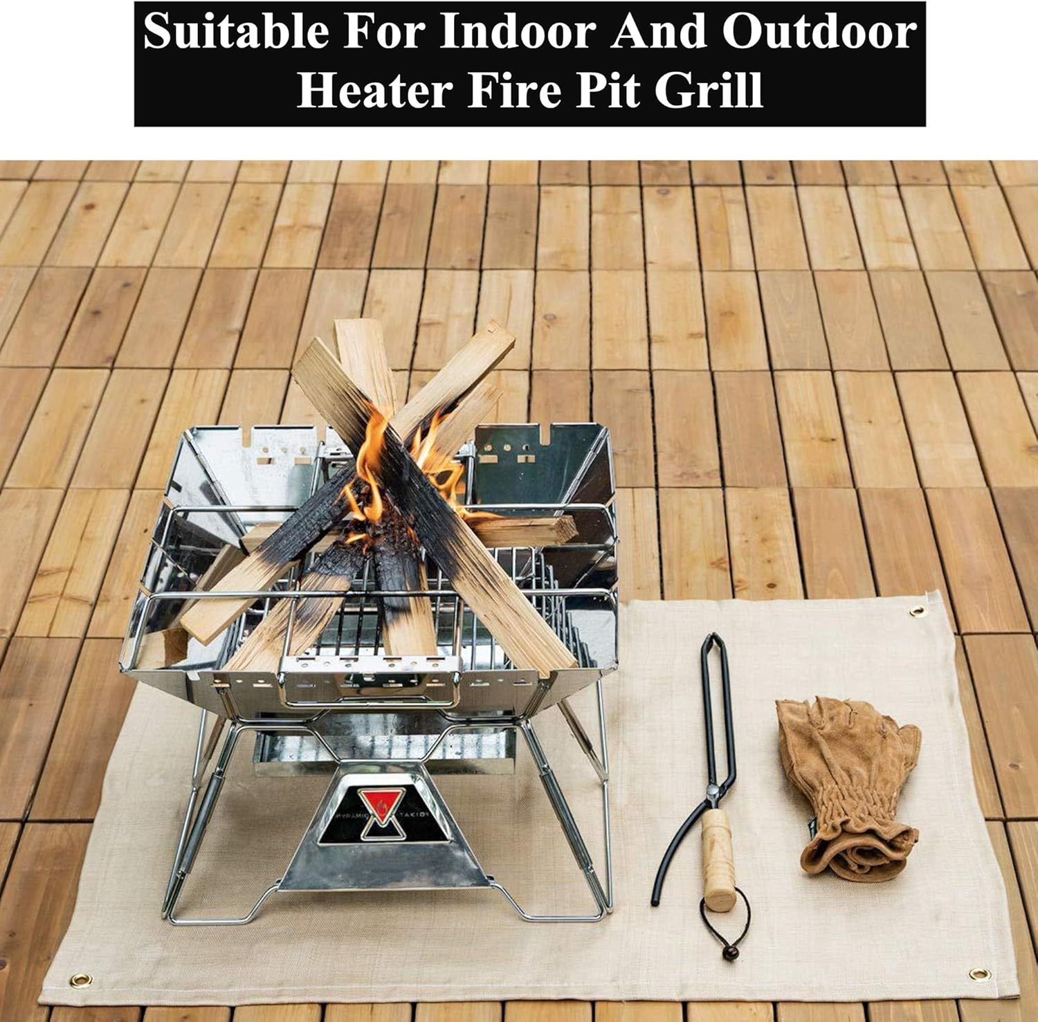 Fire Pit Mat, Patio Fire Pit BBQ Pad, Glass Fiber Deck Protector Mat, Outdoor Picnic Mat, for Chiminea/Solo Bonfire/Grill/Stove,59 * 59inch