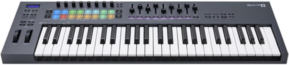 Novation FLkey 49-Key USB MIDI Keyboard Controller for FL Studio Bundle with Kaces Stretchy Keyboard Dust Cover and Hosa Mid-310 Midi cable 10'