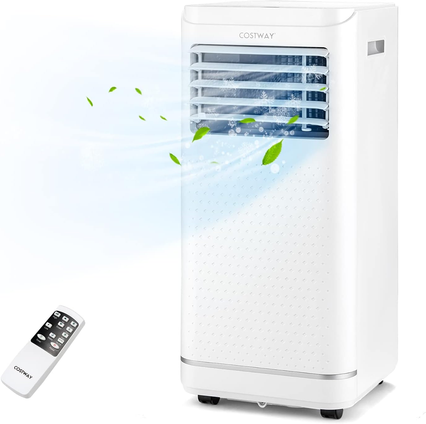 COSTWAY 8000 BTU Portable Air Conditioner, Personal AC Unit with Dehumidifier & Fan Mode, Sleep Mode, 24H Timer, LED Display, Child Lock, Remote Control, Cool Rooms up to 250 Sq.Ft