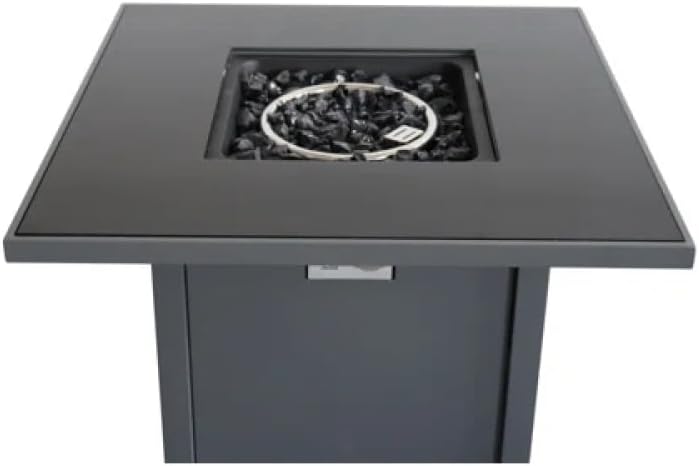 Modern Steel Outdoor Fire Pit Table with Lid 25 Inch Height 30 Inch Width Propane Natural Gas Patio Heater