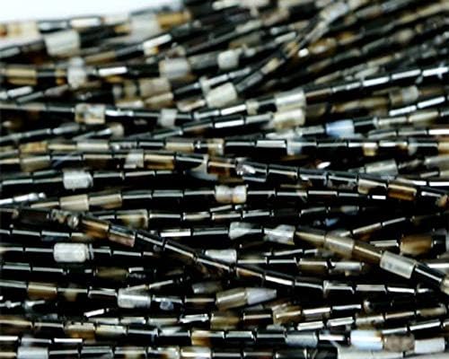 1 strands natural black agate tube columnar loose beads 4x13mm 02906