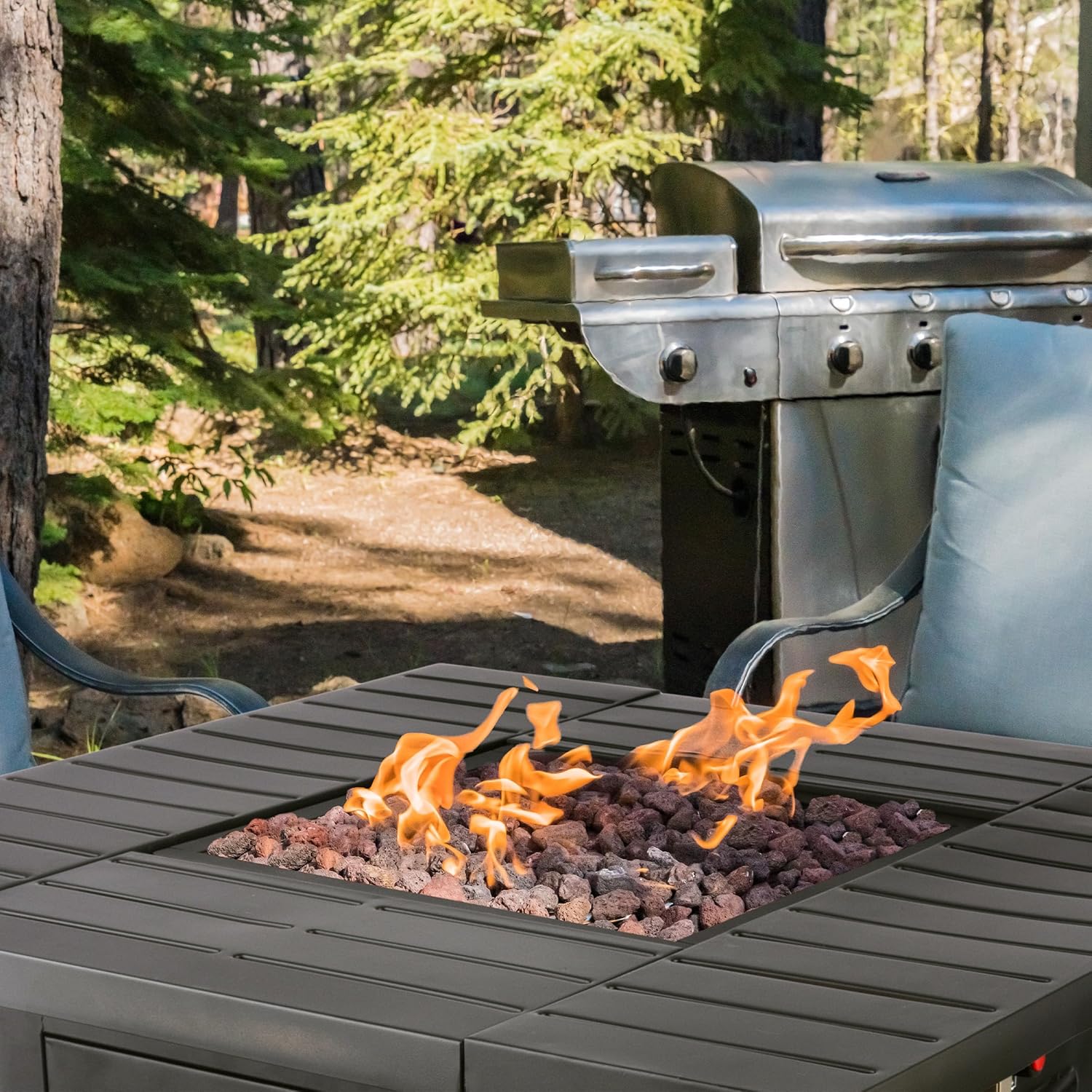 Pure Garden 30in 50000 BTU Propane Firepit, Brown