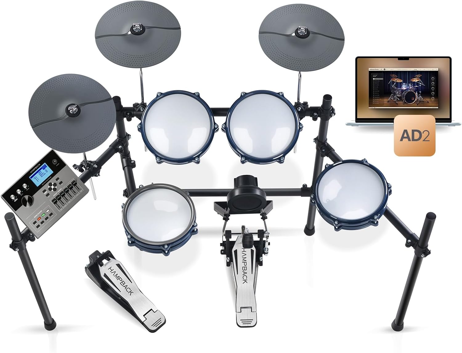 ACE-307 Electric Drum Sets for Beginner with Quite Mesh Pads, 2 Cymbals w/Choke, 52+20 Drum Kits and 918 Sounds, USB MIDI, Recording Function(5 Pads, 3 Cymbals)