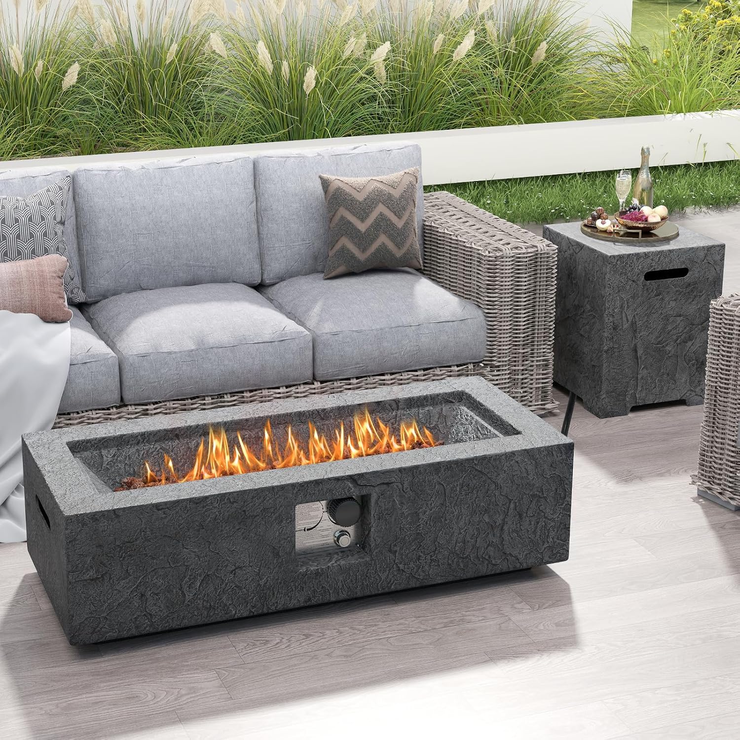 Happygrill 50,000 BTU Propane Fire Pit Table Set, 42.5