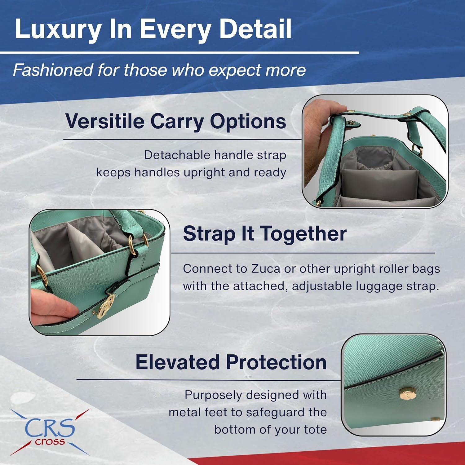 CRS Cross Rink Side Tote. Ice Skating Accessory Bag-Figure Skating, Roller, Inline Skaters, Dance, Cheer.Organizes Guards Water Bottle Phone