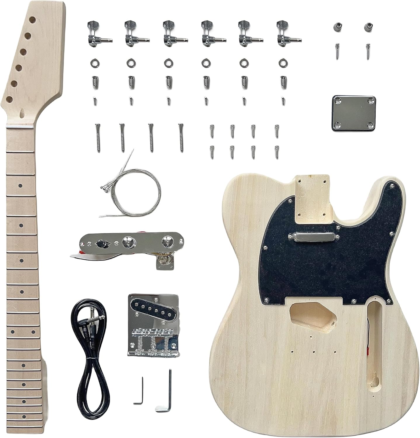 DBL DIY Electric Guitar Kits,TL Style Electric Guitar,6 String Right Handed with Basswood Body Maple Neck Maple Fingerboard Chrome Hardware，Build Your Own Guitar