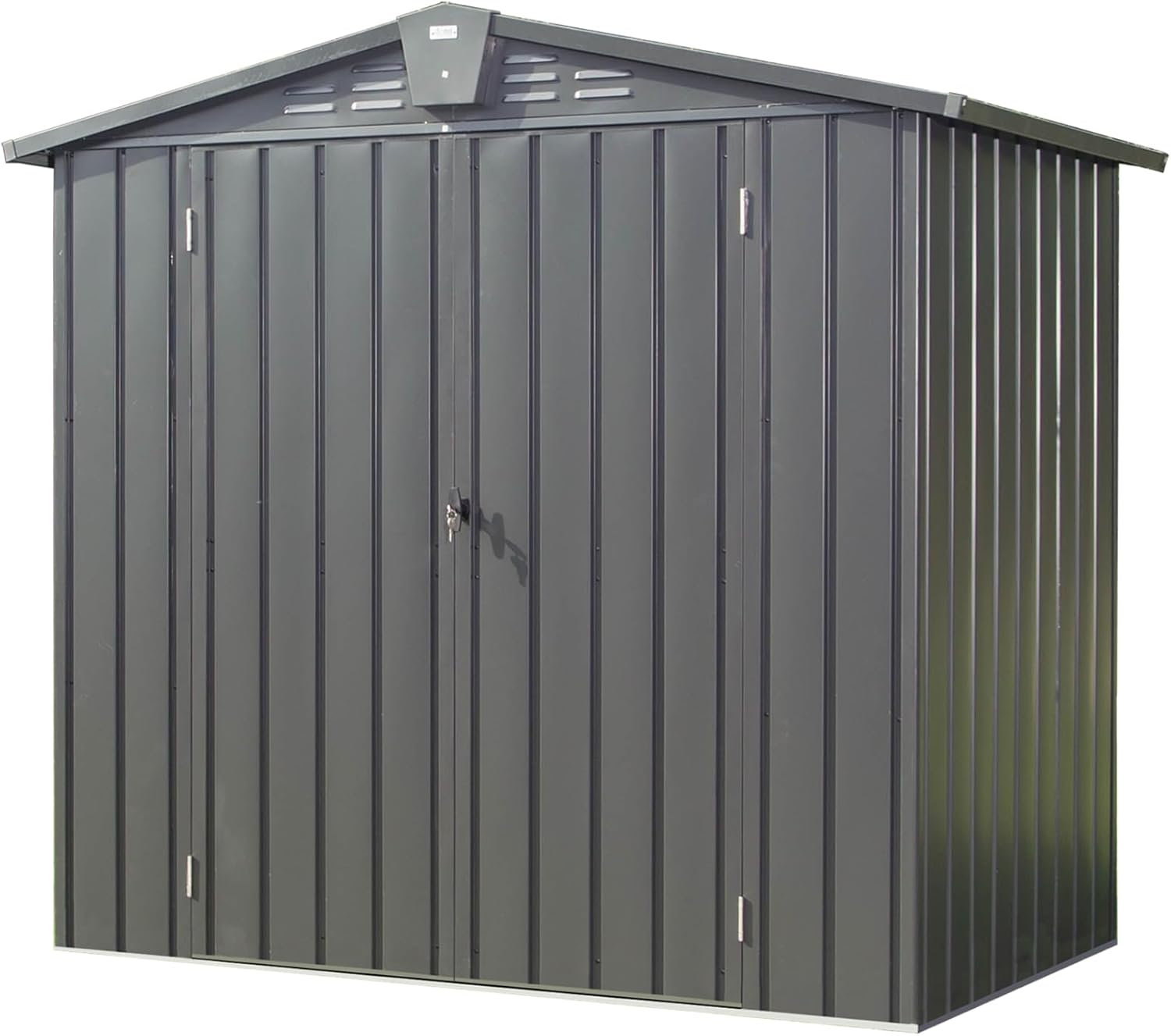 Christopher Knight Home Avonn Outdoor Storage Shed 6.5'x 4.2', Metal Garden Shed for Bike Trash Can Tools, Lawn Mowers, Galvanized Steel Storage Cabinet with Lockable Door for Backyard Lawn, Dark Gray