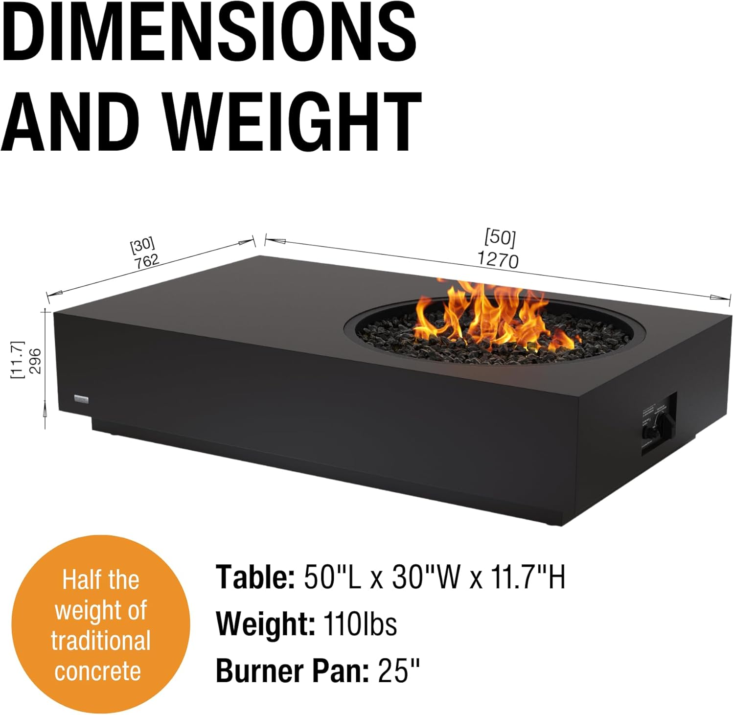2-in-1 Propane Fire Pit Table | 65,000 BTU's | 50