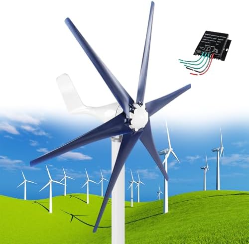 12000W Wind Turbine 12V/24V/48V Vertical Generator Kit - 5 Blade 3 Phase AC Permanent Magnet Windmill for Home, Terrace, Chalet, Motorhome - Navy 48V