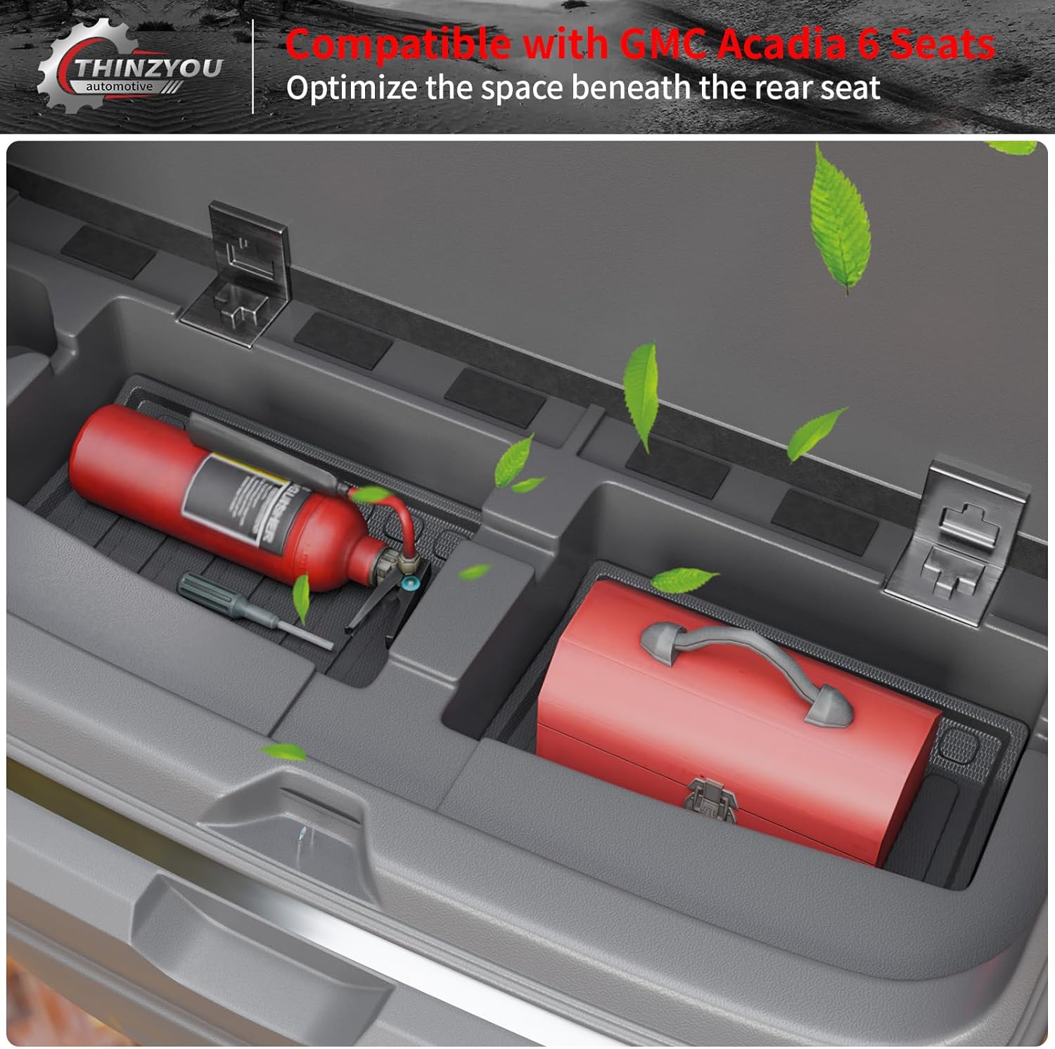 Floor Mats Compatible with 2017-2023 GMC Acadia 6 Seats Cargo Liner Sub Trunk Mat Back Seat Cover Protector All Weather 2022 Acadia Accessories (6 Seats, Floor Mats Full Set 8 PCS)