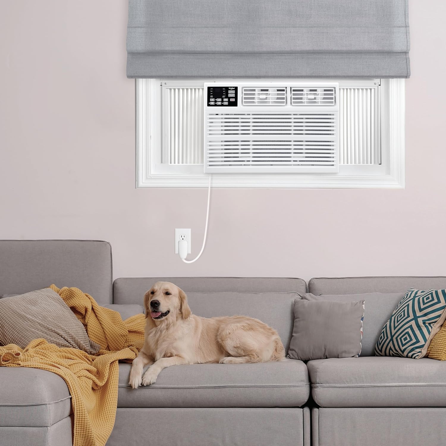 Whirlpool 12,000 BTU 115V Window-Mounted Air Conditioner with Remote Control, Window AC for Rooms up to 550 Sq.Ft, LCD Display, Auto-Restart, 24H Timer, White