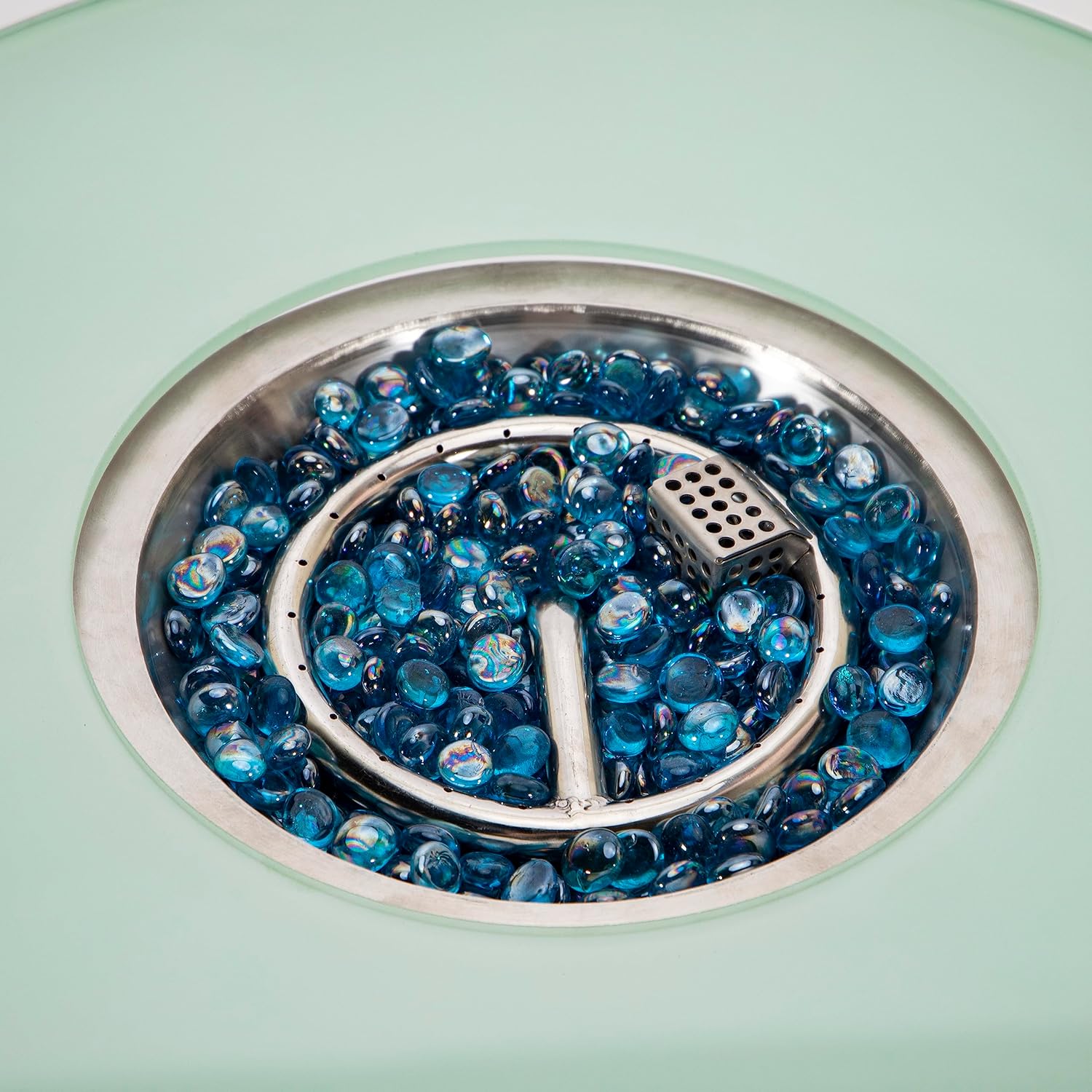 LeisureMod Walbrooke Modern Outdoor Round Fire Pit Table with Powder-Coated Aluminum Frame for Patio and Backyard Garden, White