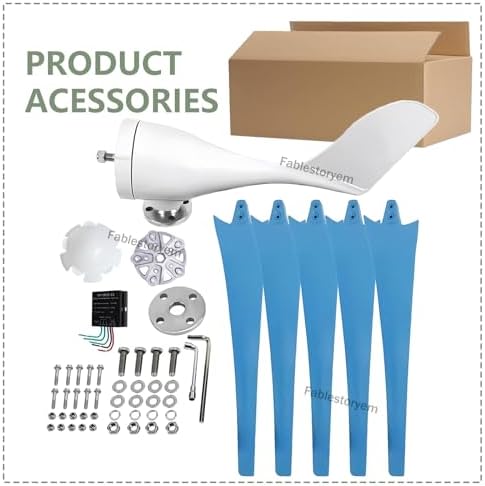Wind Turbine Home Use Horizontal Generator Kits Blades with Controller12000W Wind Turbine Generator, 12V/24V/48V Wind Turbine Kit, Wind Power Generator with Controller 5 Blades, Auto Adjust