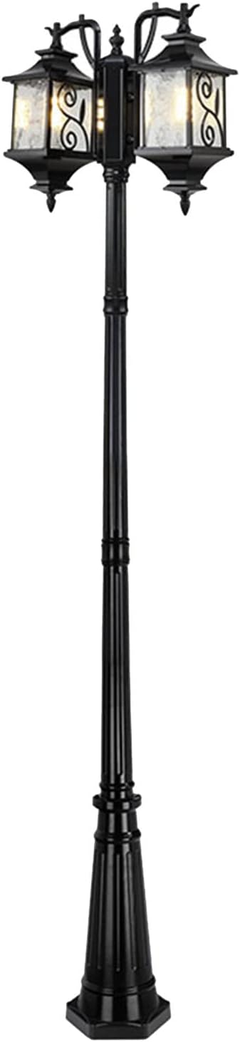 Outdoor LED Street Light, Double Head Landscape Light, Courtyard Pole Light for Fence Deck or Patio,2.95m