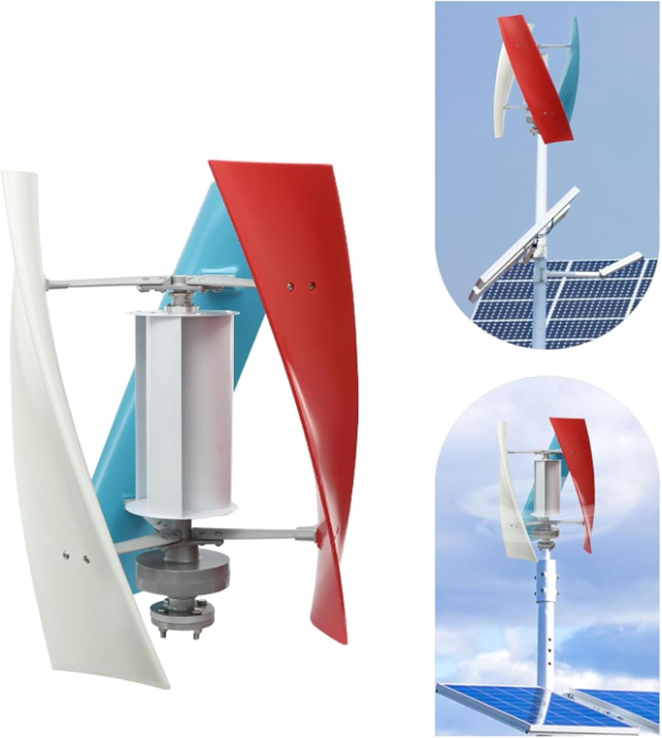 24v, 10000W Permanent Magnet levitation Wind Turbine Generator, 12V-220V 3-Blade Vertical axis Generator with MPPT Controller for Home Emergency Power Generation