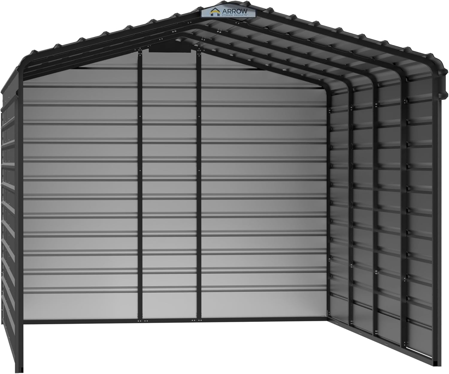 Arrow 12x20x9 3 Sided Carport Charcoal