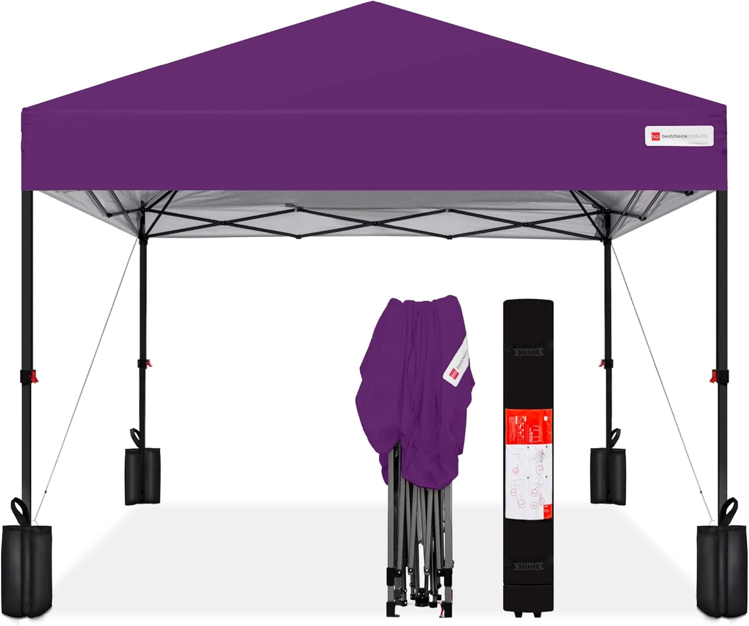 Best Choice Products 12x12ft 1-Person Setup Pop Up Canopy Tent Instant Portable Shelter w/ 1-Button Push, Case, 4 Weight Bags - Amethyst Purple
