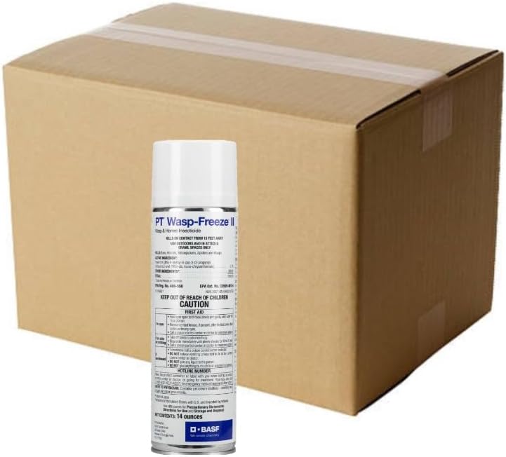 BASF PT Wasp-Freeze Insecticide for Wasp, Hornet, Yellowjacket & Spider Killer, Quick Knockdown Spray, Indoor or Outdoor Use, 14 oz, Case of 12