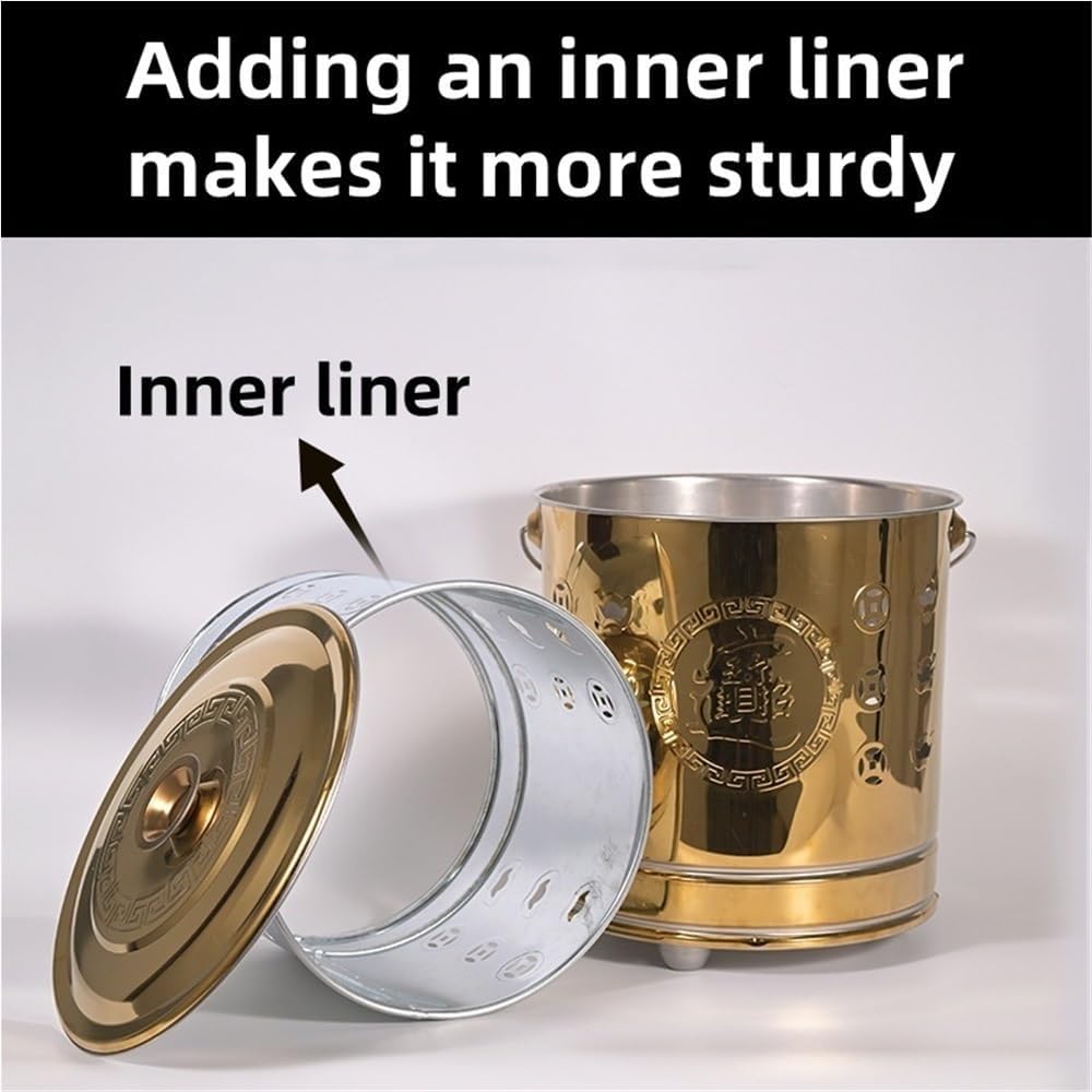 Burn Barrels for Outside for Burning Trash, Metal Incinerator Cage, Portable Fire Barrel, Covered Outdoor Burn Cage for Leaves, Trash, Documents(Silver,18.5x17.7in)