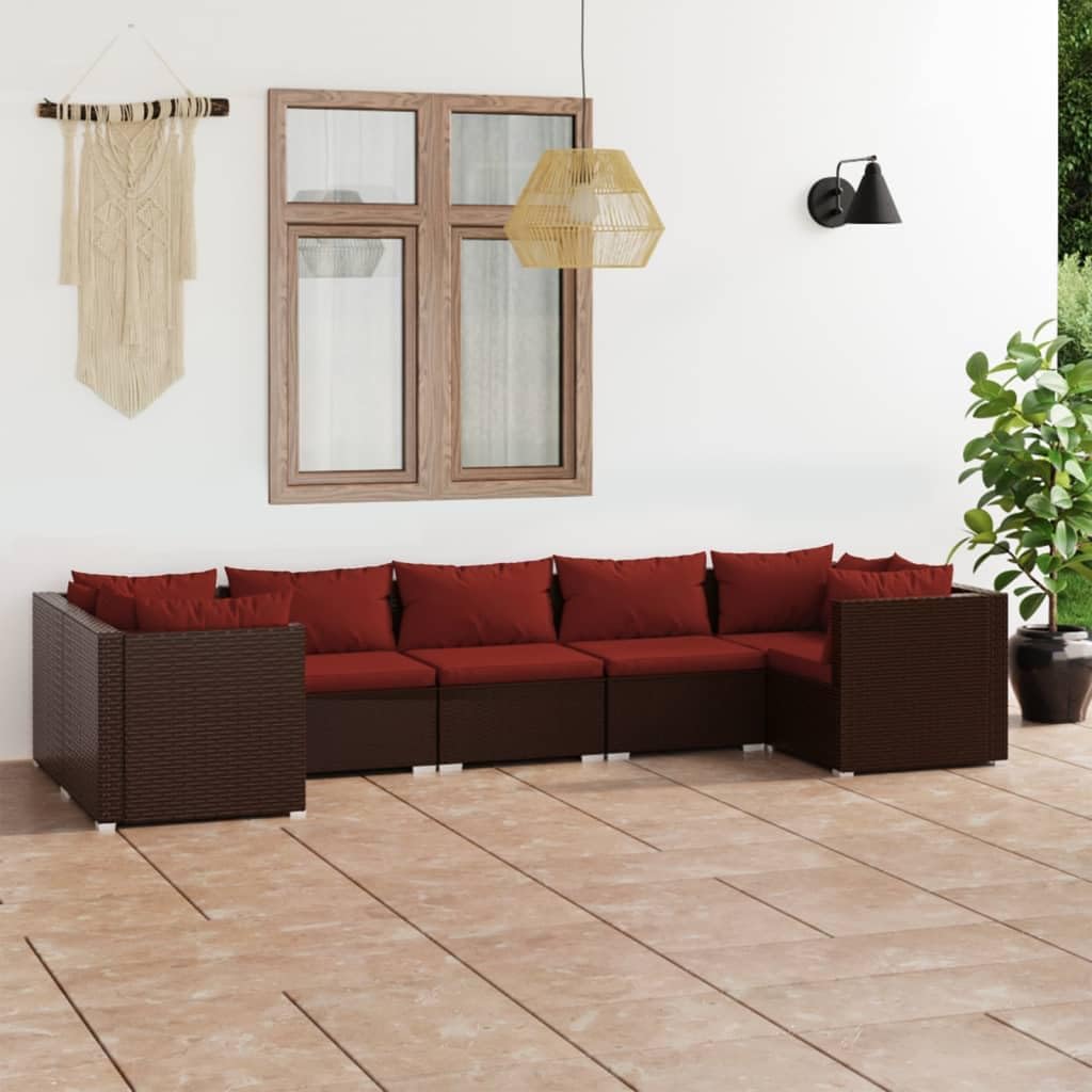 7 Piece Patio Lounge Set with Cushions Poly Rattan Brown,Poly Rattan Patio Lounge Set with Cushions: Modular, Durable, and Comfortable Outdoor Furniture Patio Furniture, Outdoor Furniture Sets