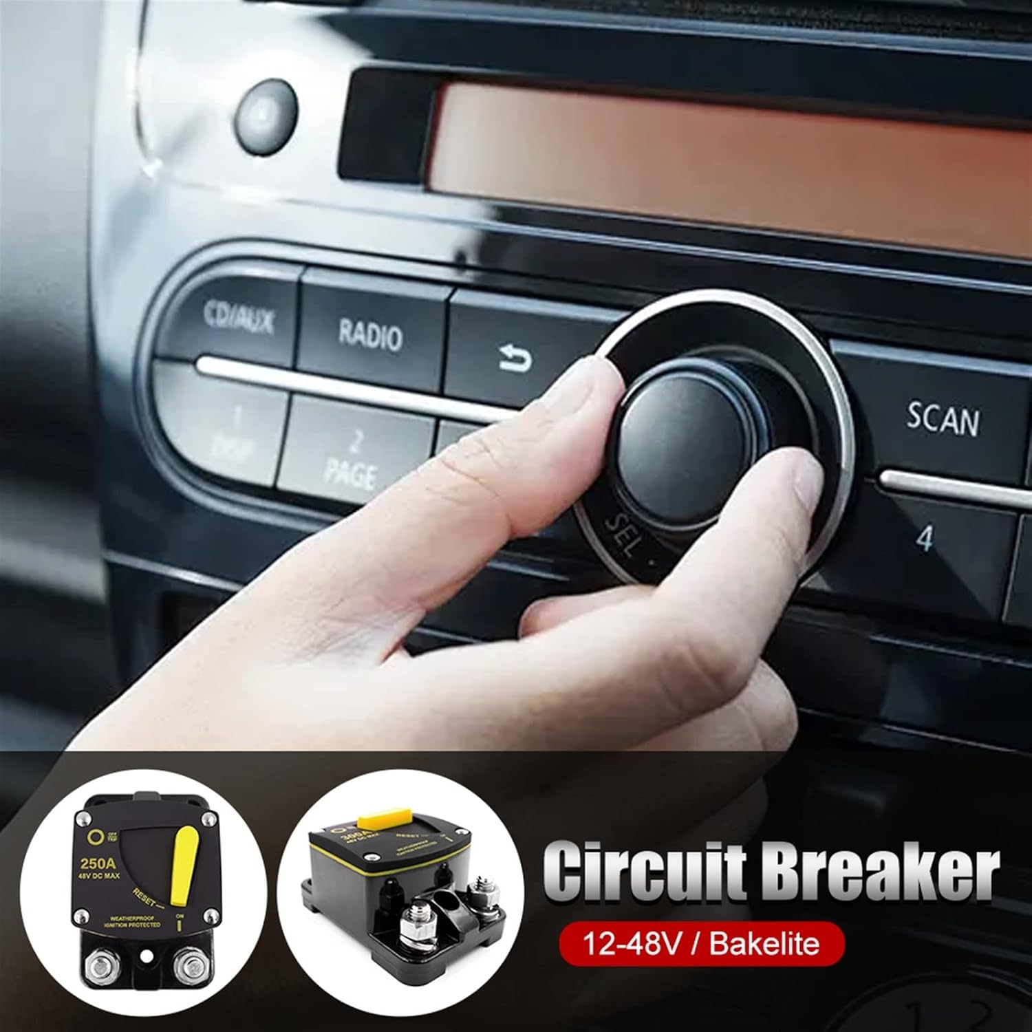 50A 60A 80A 100A 150A 200A 250A 300A AMP Circuit Breaker Fuse Reset 12-48V DC Car Audio Amplifier Breaker Waterproof 2022(Color:150a)