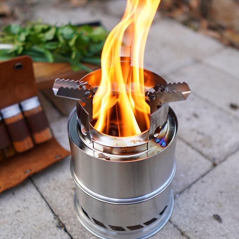 Outdoor Fireplaces Stainless Steel Camping Wood Stove Equipment Portable Fire Heater Outdoor Tourist Burner Charcoal Grill Stovepipe Fire Pits