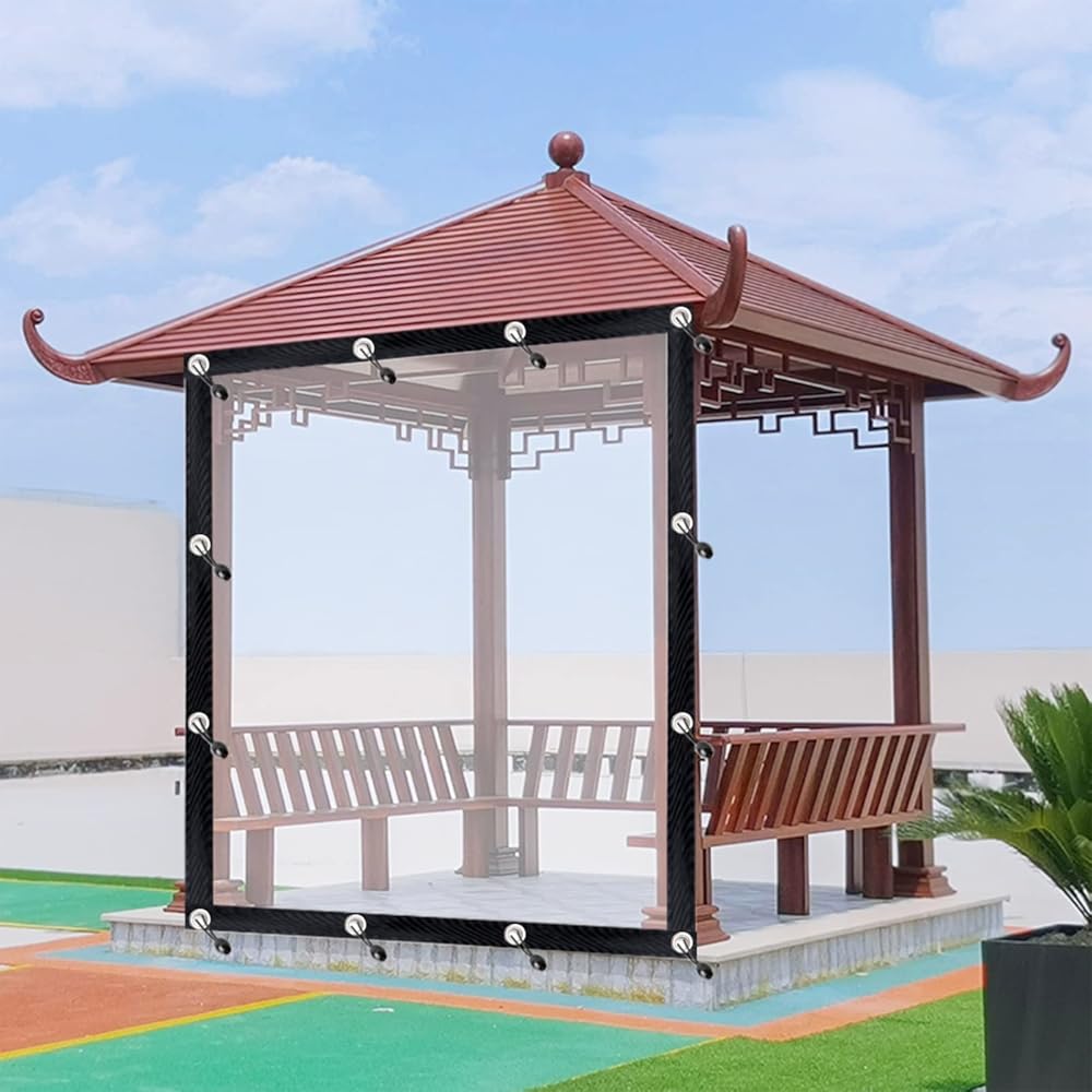 Plastic Tarpaulin Transparent Outdoor Garden Waterproof with Grommets,for Balcony Roof, Greenhouse Potted Garden (Color : Clear, Size : 6x3m)