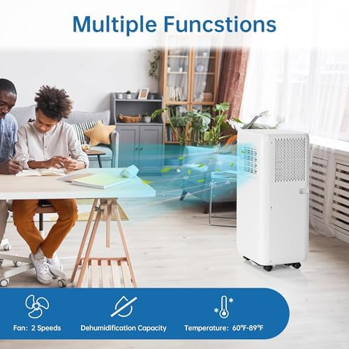 10,000 BTU Portable Air Conditioner, 3 in 1 AC Unit with Fan/Dehumidifier/Cools, 24H Timer, Remote Control, for Home/Kitchen/Office