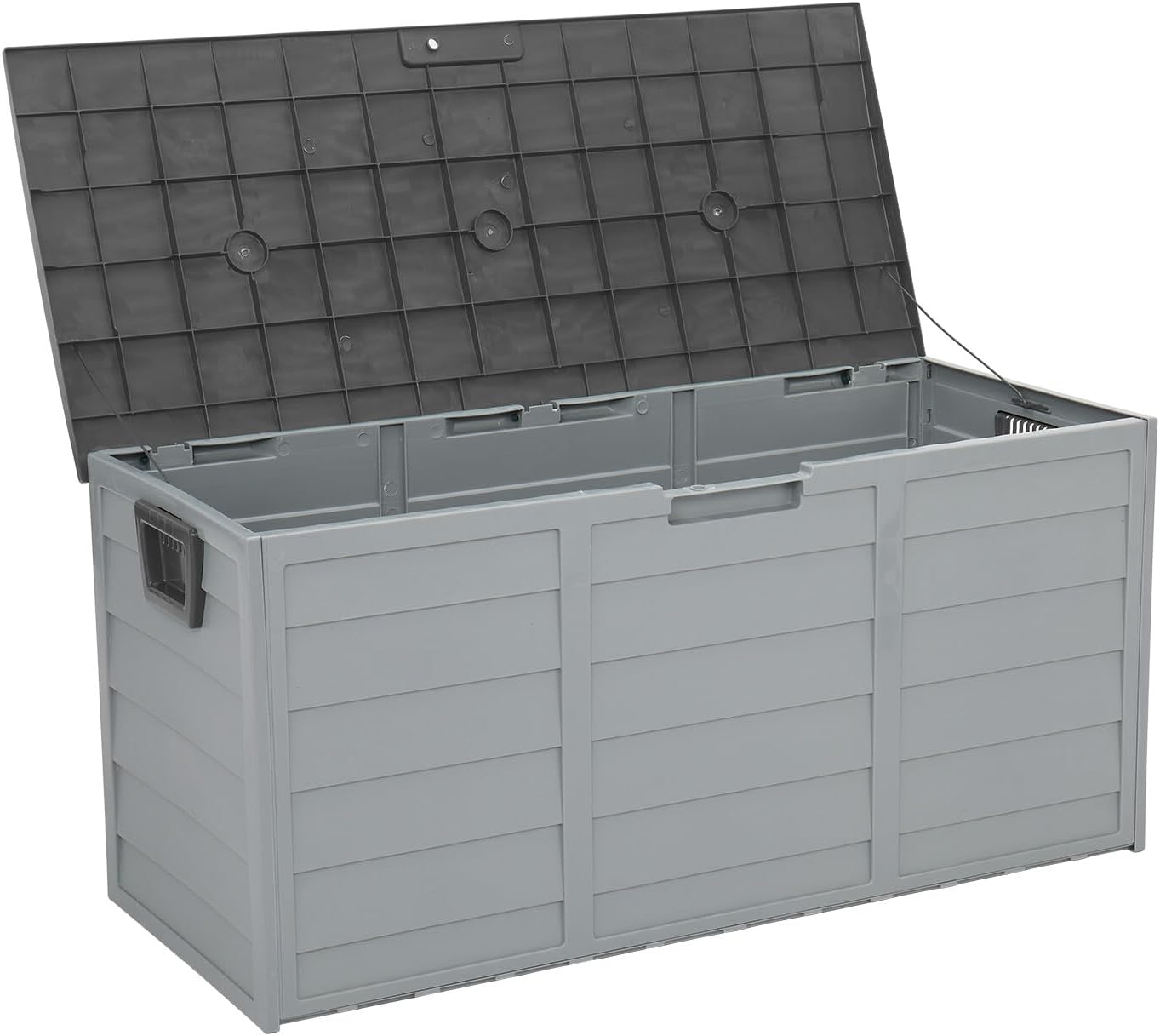 Yescom 75Gal 260L Deck Storage Box for Tools Cushions Seat Lockable Grey