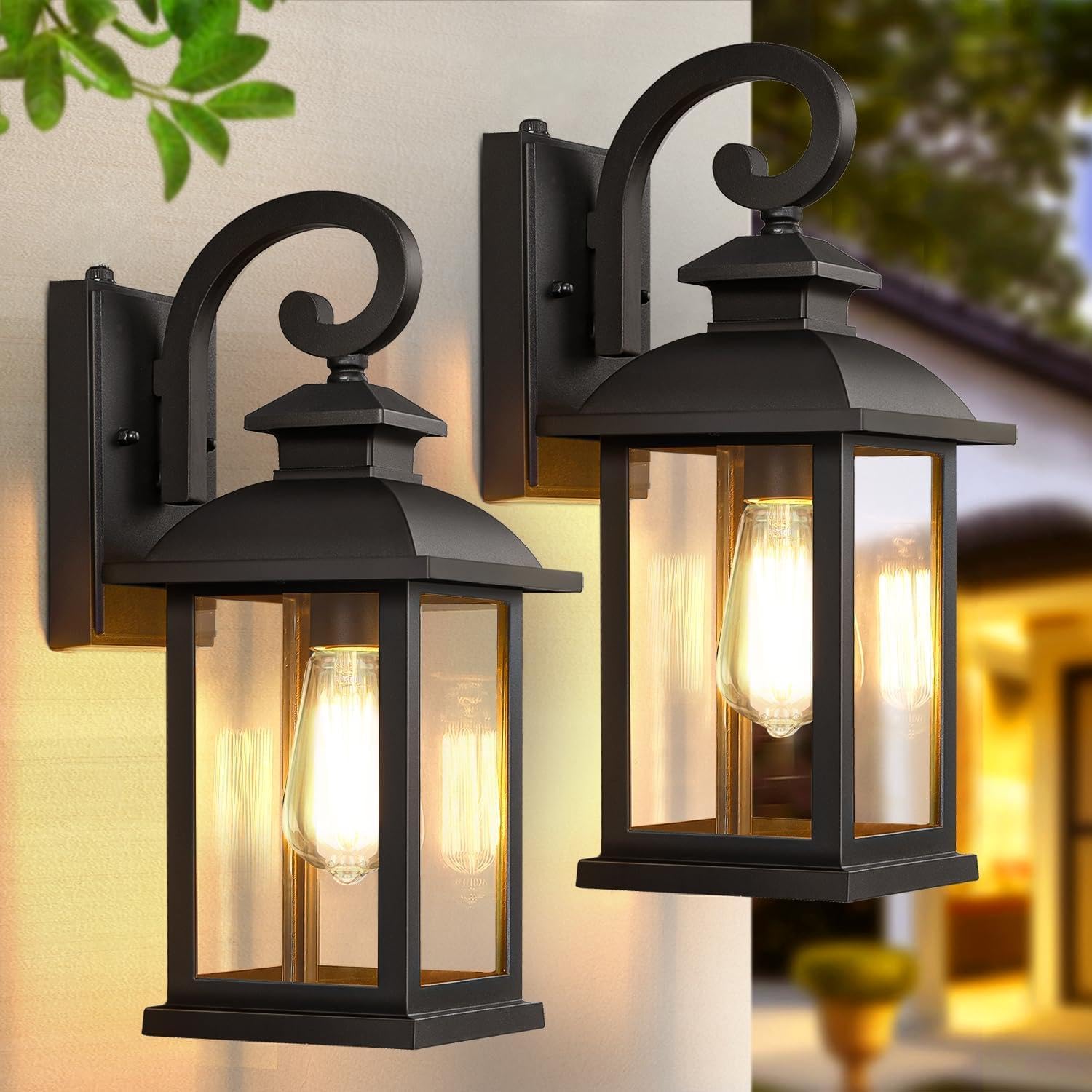 Dusk to Dawn Outdoor Wall Sconce Lights Exterior 2Pack, 15