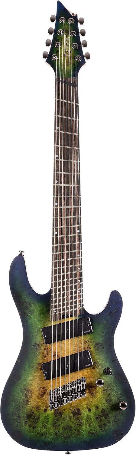 Cort KX Series 508 Multi-Scale 8-String Electric Guitar, Mariana Blue Burst Finish