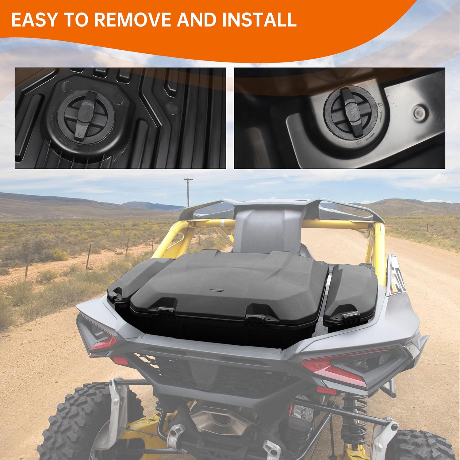Rear 96L Storage Cargo Box & 13.5L Side Cargo Storage Boxes Compatible with Can-Am Maverick R X RS 2024+ Accessories Replace #715007182 715007372 Water Resistant Large Capacity Tool Box(3PCS)