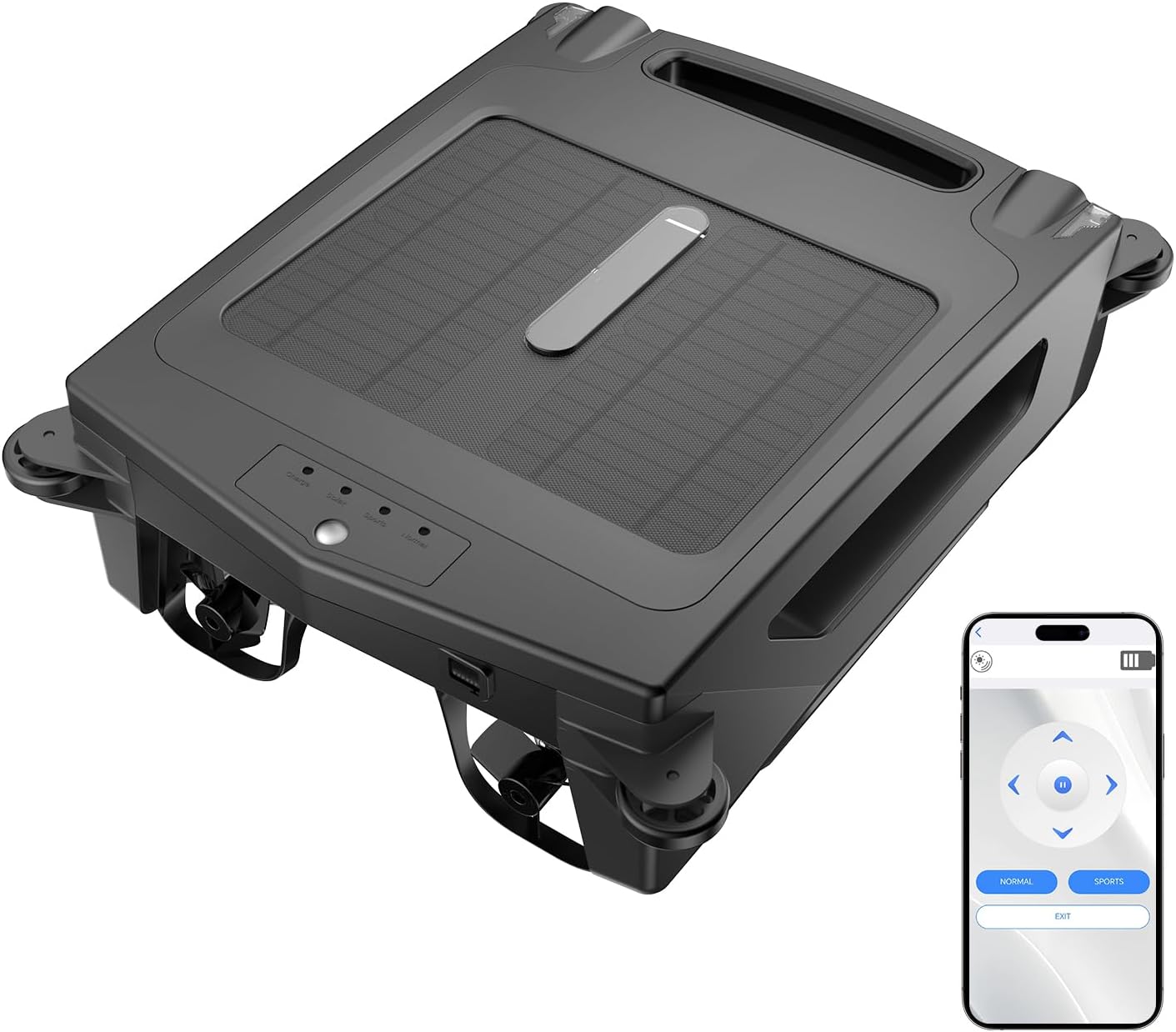 Solar Powered Automatic Robotic Pool Cleaner, Pool Skimmer Cleaner with APP Support,Cordless Pool Vacuum for Above-Ground Pools up to 861 Sq.ft, Lasts 5H, Portable, Self-Parking Auto-Turn, Black