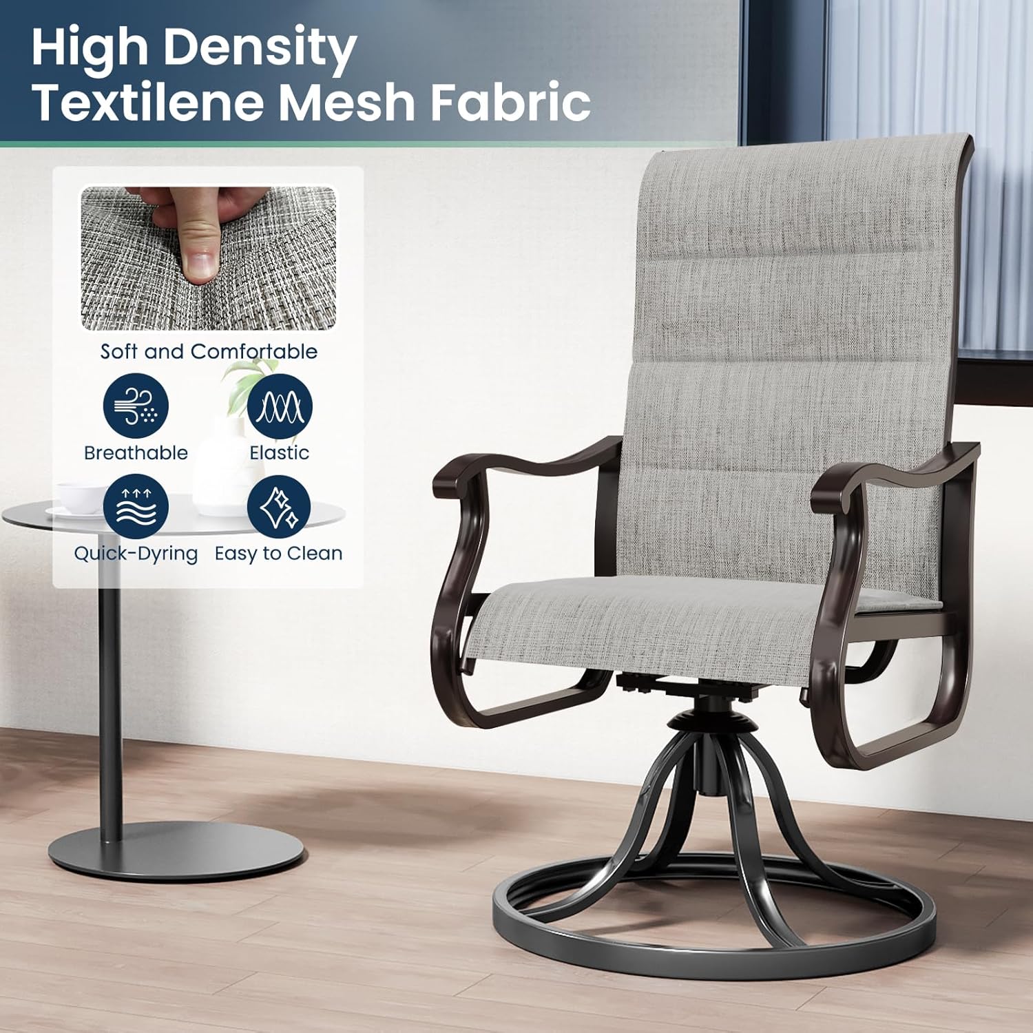 Amopatio 7 Pcs Padded Patio Swivel Chairs and 44