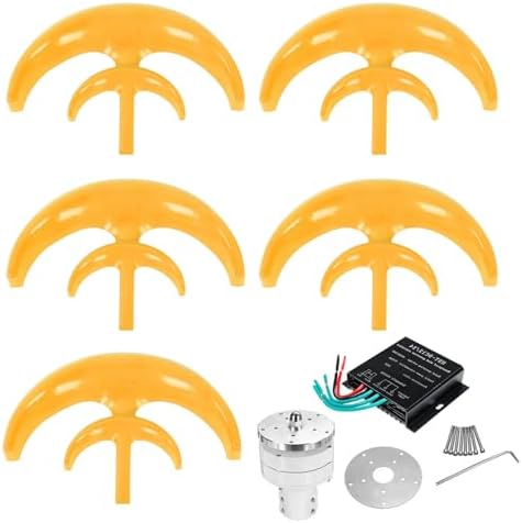 200W Low RPM Vertical Wind Turbine Generator 12V/24V with Controller, Eco-Friendly Home Windmill Power System, Red - Efficient Renewable Energy Solution