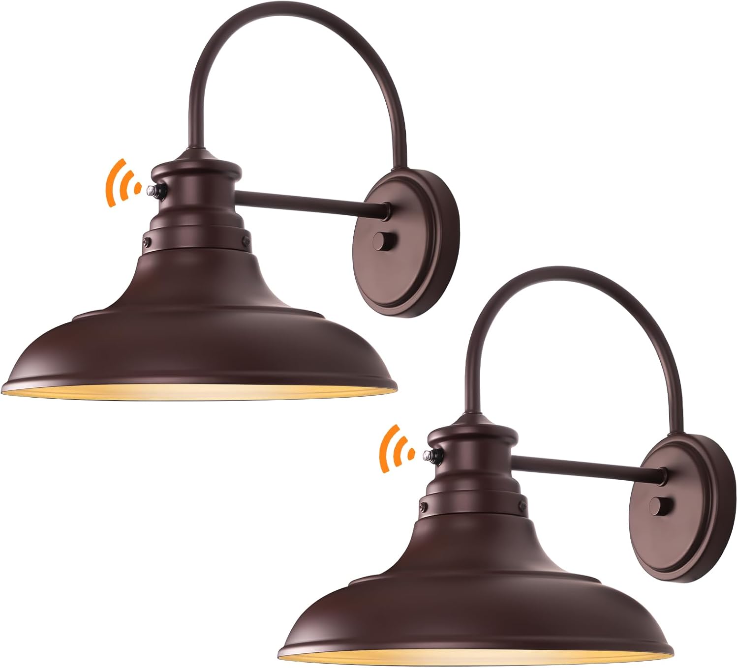 Oil Rubbed Bronze Dusk to Dawn LED Outdoor Barn Lights - Farmhouse Gooseneck Exterior Wall Lighting Fixture, 12